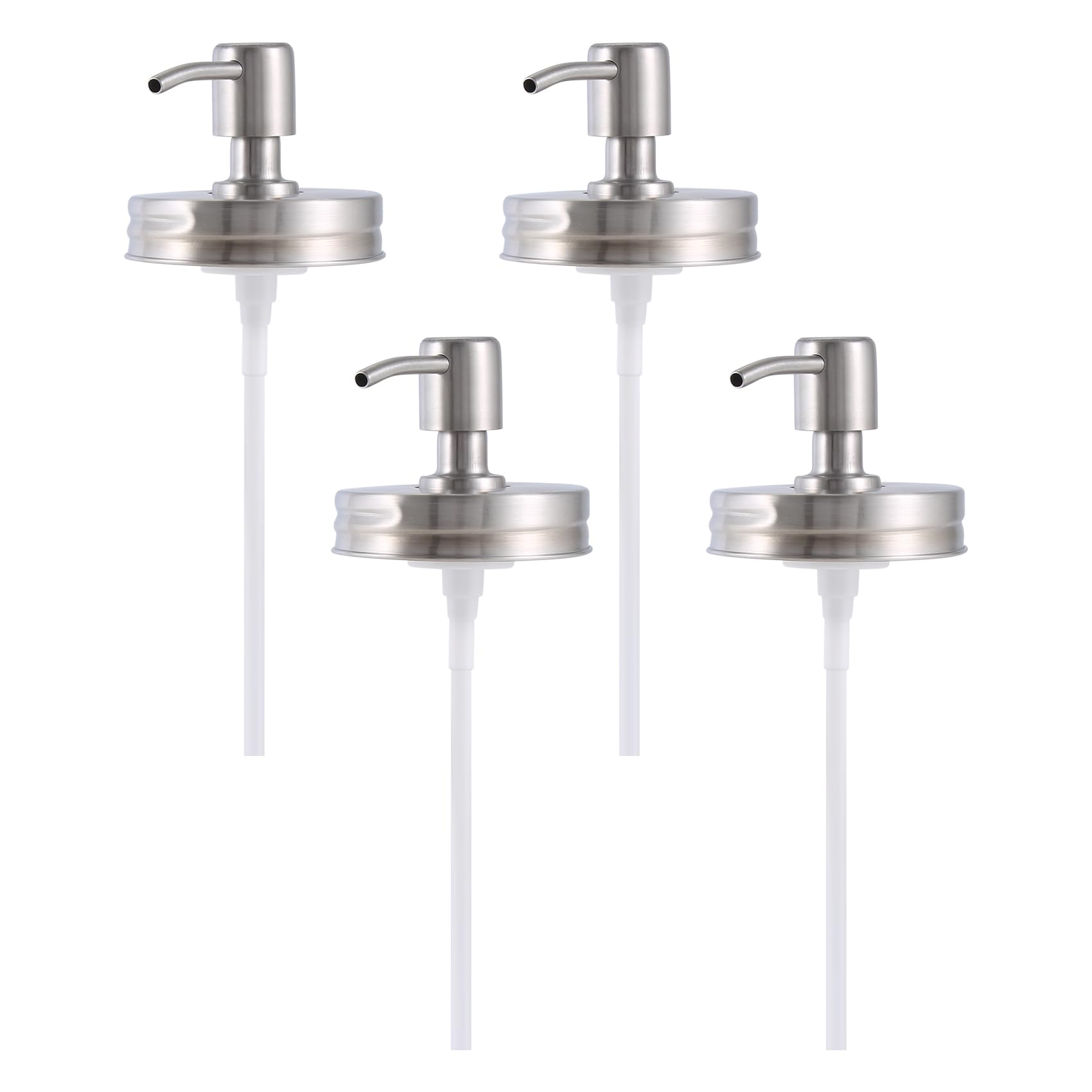 Aniyaa Silver 4 Pack Jar Soap Dispenser Lids With Pumps,Lotion Soap Dispenser Lids For 16Oz Regular Mouth Jar Decor,