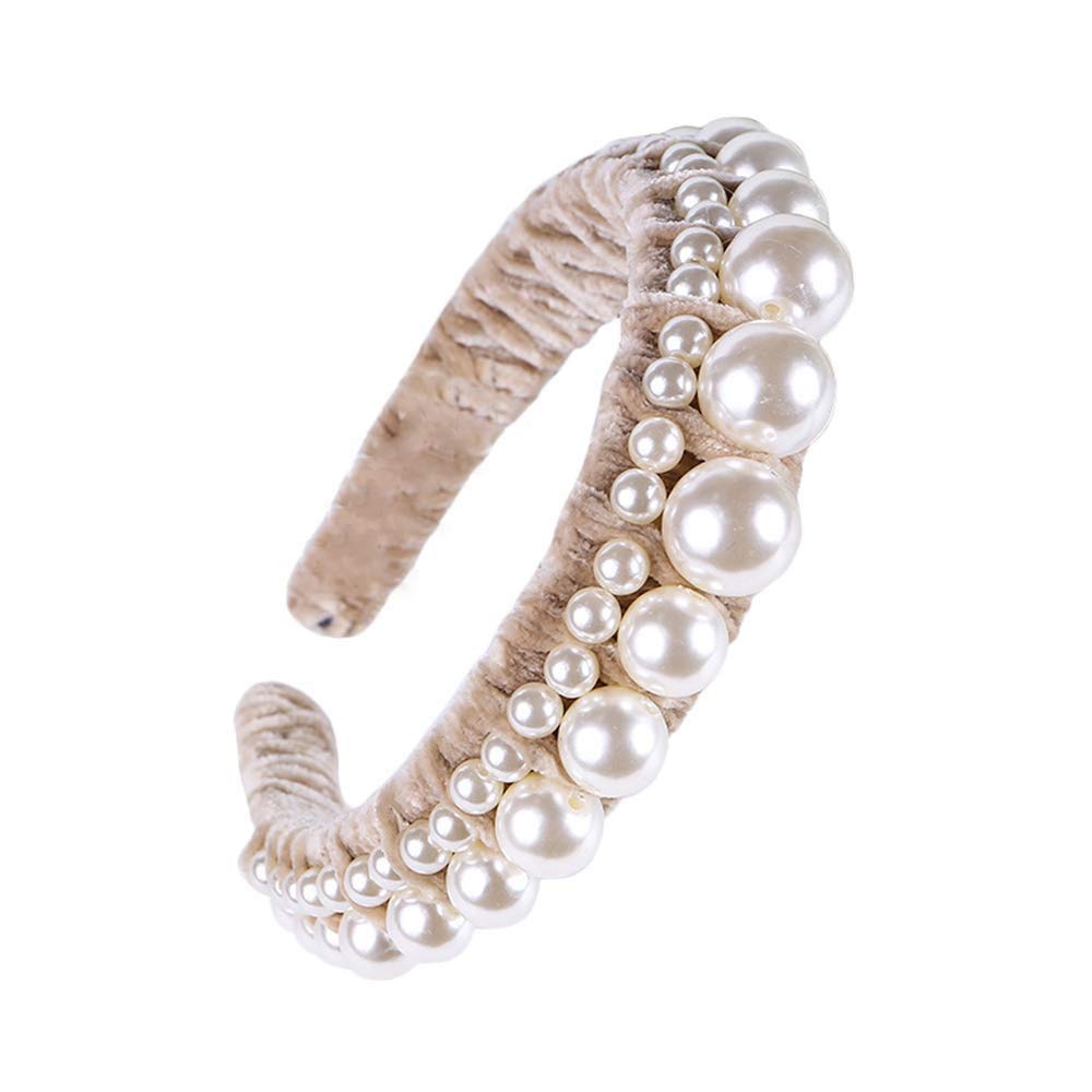Amazon.com : Velvet Braided Pearl Padded Headband Velvet  display picture 2