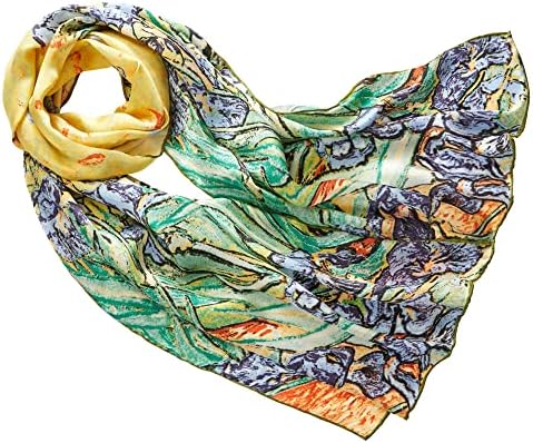 Prettystern P841-160cm Schilderij Art Prints Lange Zijden Sjaal Halsdoek - Van Gogh - De Irissen