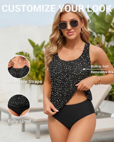 Image of Yonique Blouson Two Piece Tankini Swimsuits for Women Modest