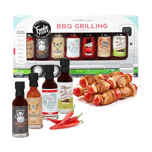 Hot Sauce Gift Set for Mens Gifts - Bold Tasty Airstream BBQ Grilling Chilli Sauce 7pk Samplers for BBQ Party Food Hot Dogs. Great Gifts for Men Stocking Fillers also Birthday
