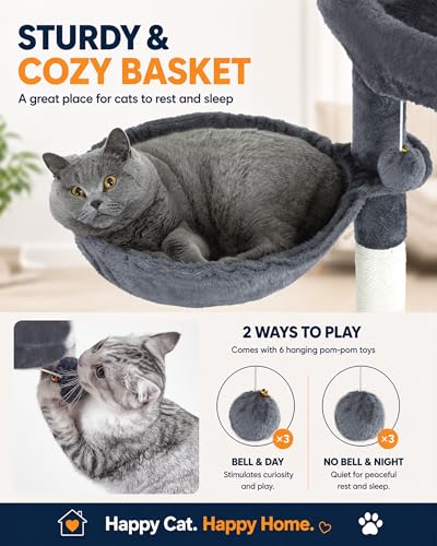 Torre para gatos interior multi-niveles 67 in gris oscuro miniatura 5