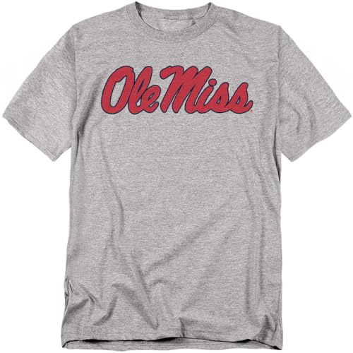 University of Mississippi Ole Miss Official Stacked Unisex Adult T-Shirt Athletic Heather Medium
