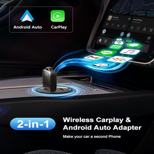 Image of Obvie 2-in-1Wireless Carplay and Android Auto Adapter, Quick Connection & Auto Reconnect, Bluetooth 5.4 & 5.8Ghz WiFi 6, Wired CarPlay & Auto Android to Wireless, Easy to Use & Setup, USB A /C (Multi)