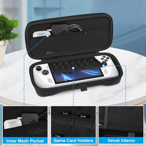 Image of Fintie Carrying Case for ASUS ROG Ally 7 inch Gaming Handheld - [Shockproof] Hard Shell Protective Cover Portable Travel Bag w /Inner Pocket and 14 Game Card Slots for ASUS ROG Ally & Accessories, Black,