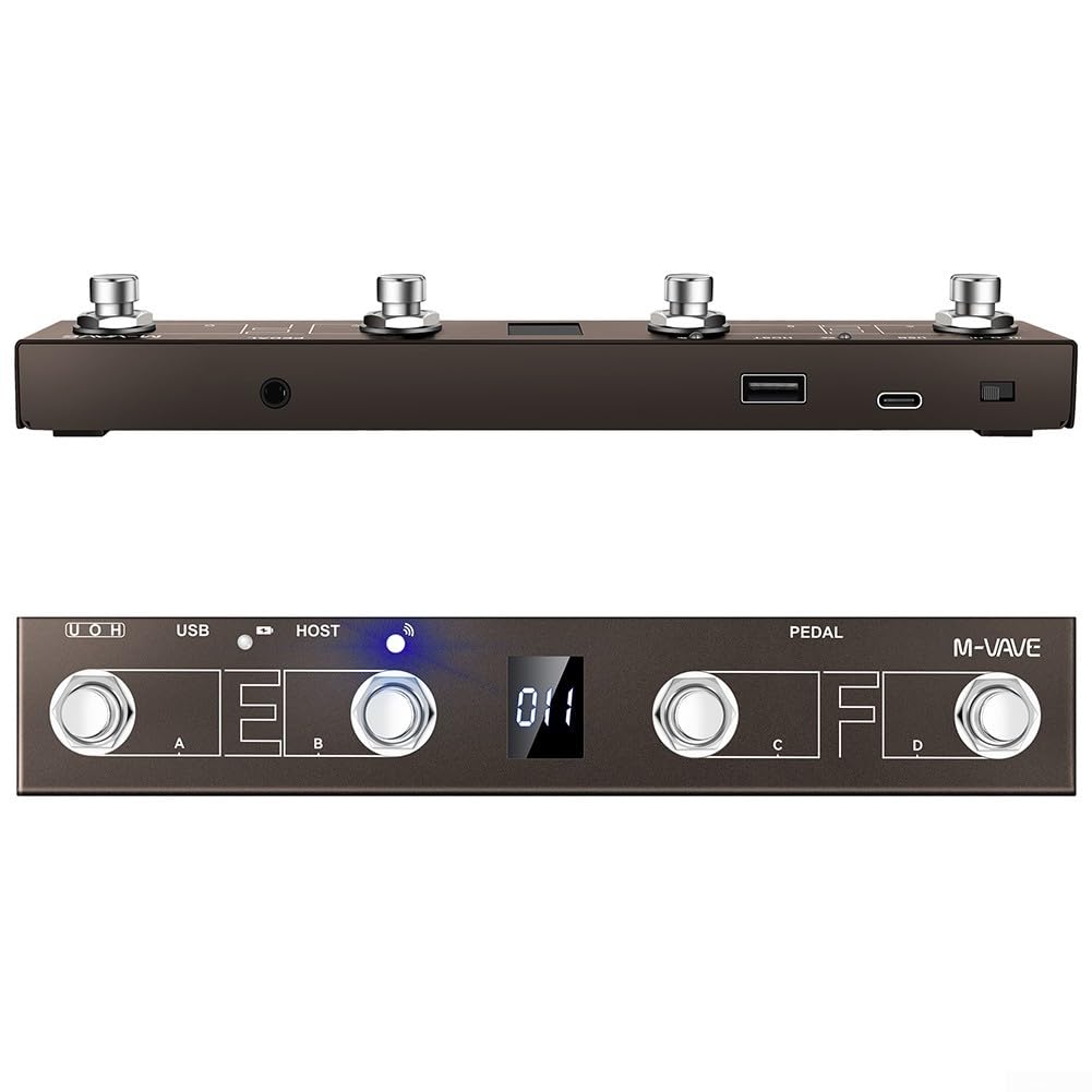 MIDI - Controlador MIDI inalámbrico, recargable con 4 botones, pedal MIDI portátil para M-VAVE Chocolate Plus (marrón)