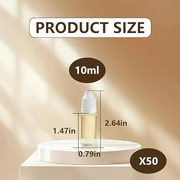 50PCS 10ml/0.34oz Clear Plastic Squeezable Dropping Bottles Empty Bottles Transparent Sample Packing Storage Container with White Screw Cap for Liquid Dispensing