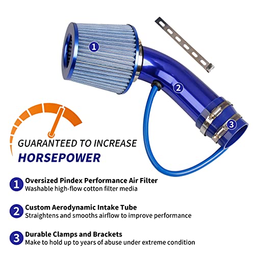 Universal High Flow 3 Inch Cold Air Intake Induction Pipe Hose Kit With Air Filter #TOP6