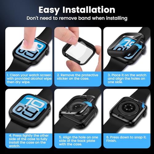 HWeggo [2 w 1] Wodoodporne etui ochronne na ekran Apple Watch 40 mm SE 3. / SE 2. generacji/SE/Series 6/5/4 akcesoria, 360 ochronna osłona PC ze szkła hartowanego, przedni i tylny zderzak (Starlight)