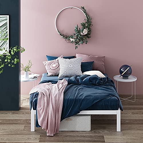 Zinus Mia Metal Platform Bed Frame / Wood Slat Support / No Box Spring Needed / Easy Assembly, White, Queen #TOP1