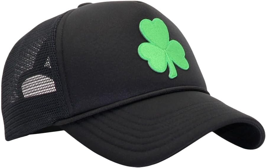 St Patricks Day Green Shamrock Trucker Hat, Ireland Irish Men Women Clover Baseball Cap, Gifts for Dad Mom Grandpa Grandma - Image 3