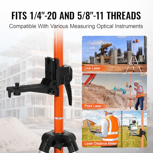 VEVOR Laser-Wasserwaagen-Stativ, 1/4-20 & 5/8-11 Gewindehalterung, 40,94-133,85 Zoll Höhenverstellung mit Wasserwaage und robustem Ständer, ausziehbares, leichtes Aluminium-Stativ für Laserscanner