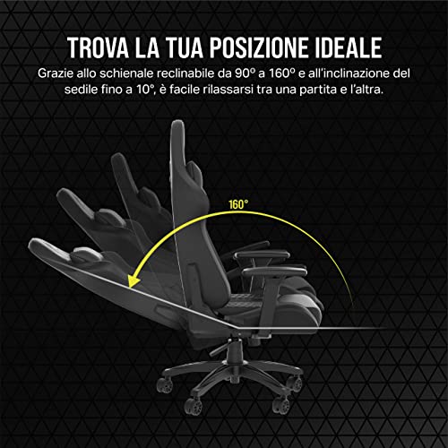 TC100 Relaxed-Rivestimento in Similpelle Gaming Chair, Nero - Sedia gaming - Immagine 7