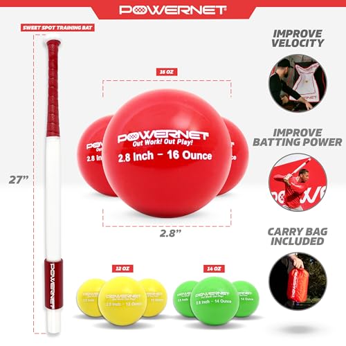Bate de entrenamiento Sweet Spot y 9 bolas pesadas progresivas para béisbol 3