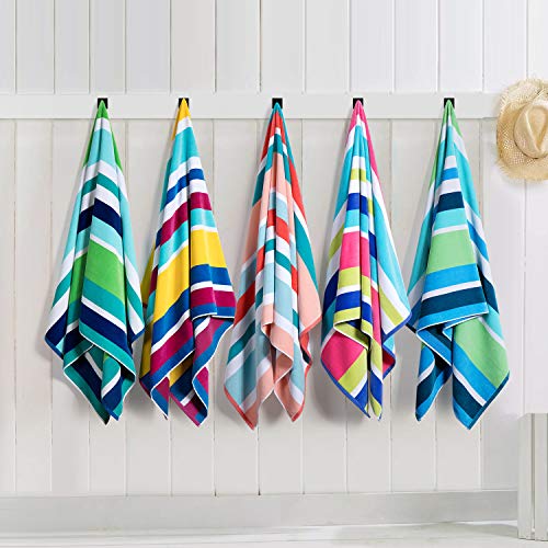 Cabanana Fluffy Oversized Beach Towel - Plush Cotton 36 X 70 Inch Rainbow Striped Pool Towel, Large Summer Swimming Cabana Towel (Red) #TOP2