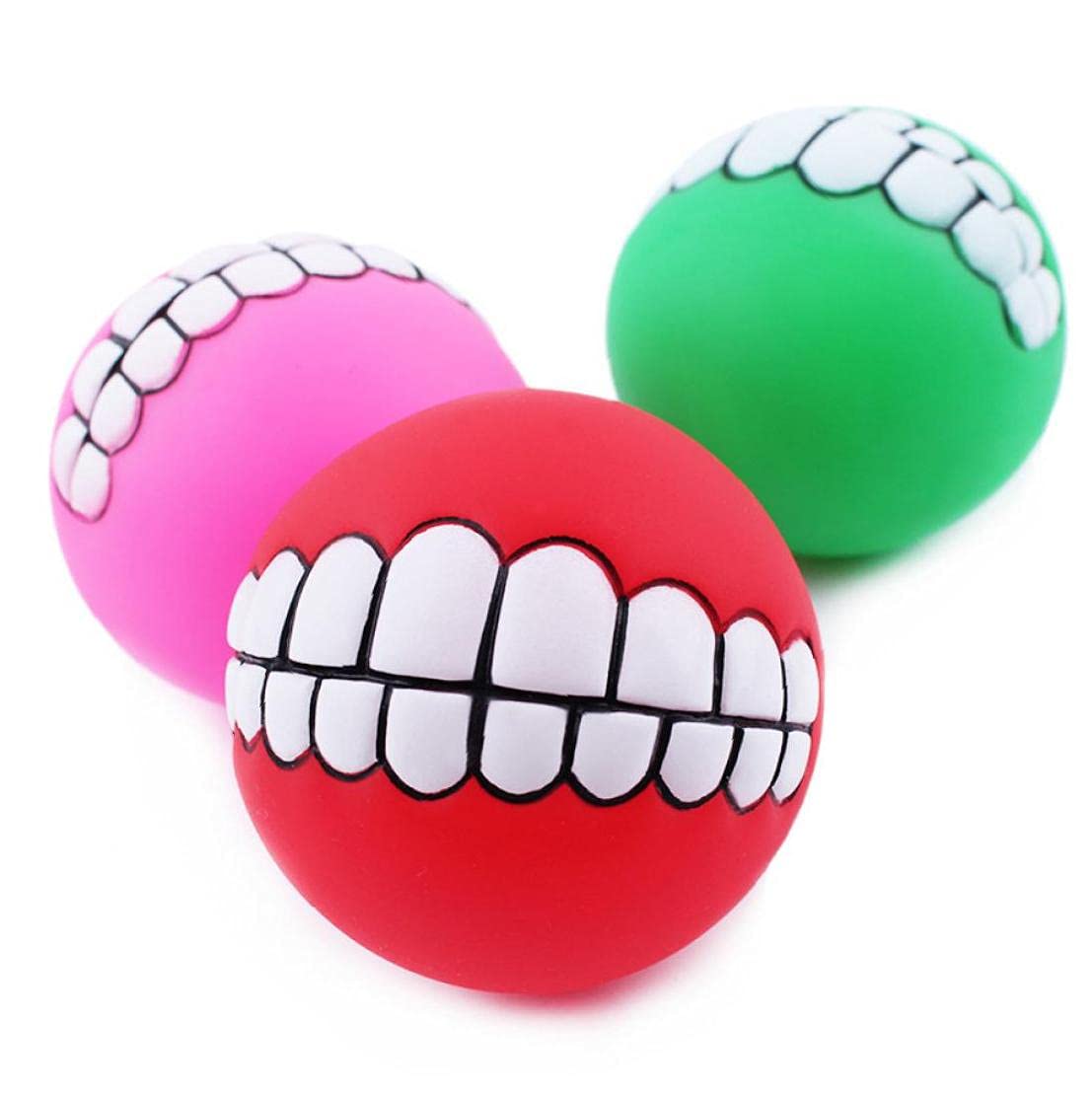 Ruluti 1Pc Funny Pet Dog Puppy Ball Teeth Pvc Chew Toys For Dogs Sound Toys Novelty Playing Training Dog Toys (Random Color)