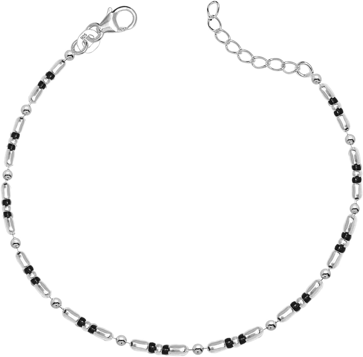 LeCalla 925 Sterling Silver Bracelets for Women | Women’s Link Bracelets | Italian Bead Ball Chain Bracelet | Mother's Day Birthday Anniversary Fashion Jewelry Gift for Women