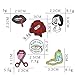 Enamel Pins set Cute Cartoon Brooches Lapel Badge Women Clothing Bag Decor (Red)