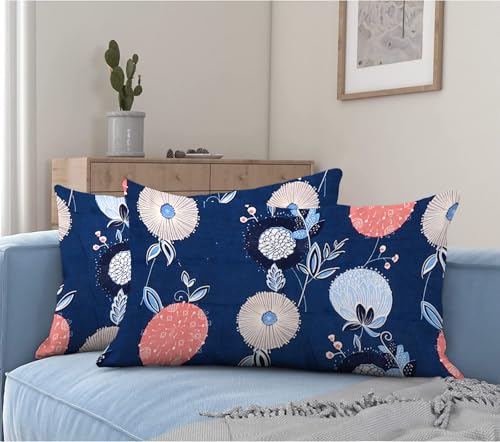 Image of la'amour 100% Cotton Elastic Fitted Bedsheets with 2 King Size Pillow Covers Double Bed with All Around Elastic Supersoft Size - 72 King Sizex78+10 inches Blue and Pink 200 tc - 220 tc