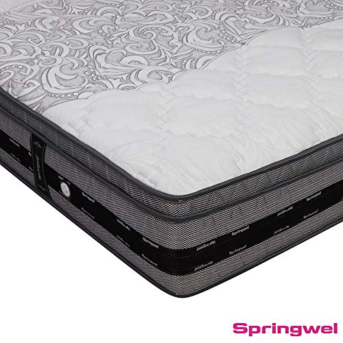 Image of Springwel Luxury Collection Latex Eurotop-10 10 Inches Pocket Spring Mattress (White and Grey)