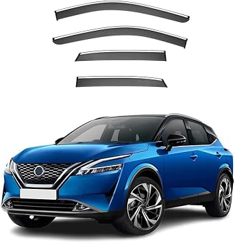 Car Wind Deflector for N-issan for Q-ashqai MK3 J12 2023 Auto Door Visor Weathershields Window Visor with Stainless Steel Strip