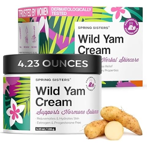 Wild Yam Cream for Hormone Balance 4.23 oz - Wild Yam Root Menopause & PMS Symptoms Relief from Hot Flashes, Mood Swings, Night Sweats - Yam Cream for Hormones with Black Cohosh, Vitex, Shea Butter Cover