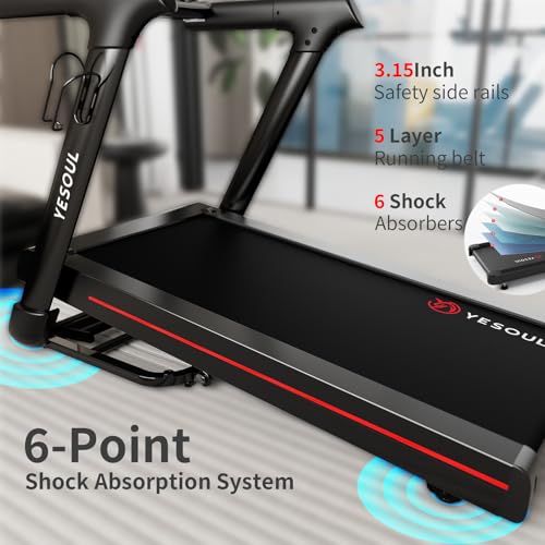 Image of YESOUL Folding 10% Auto InclineTreadmill for Home, 3.5HP Supper Quiet Brushless, 300 lbs Capacity, Large 47 inchx18 inch Running Belt, LED Display & Smart APP with Scenic Routes & Live Classes