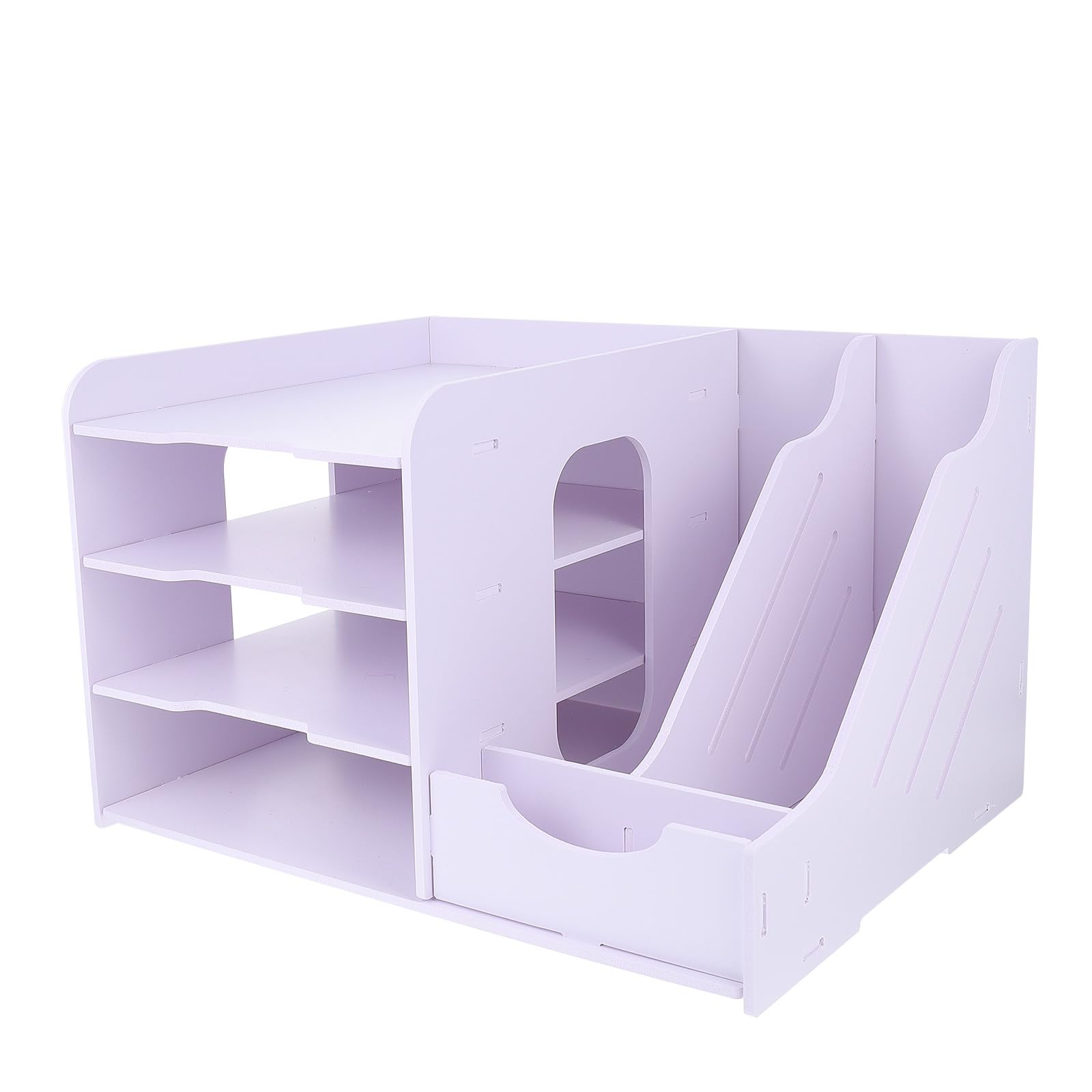 Archivador de plástico de madera de PVC multicapa con múltiples compartimentos, solución de almacenamiento de escritorio para documentos de estudio de oficina y papelería, práctico estante de archivo