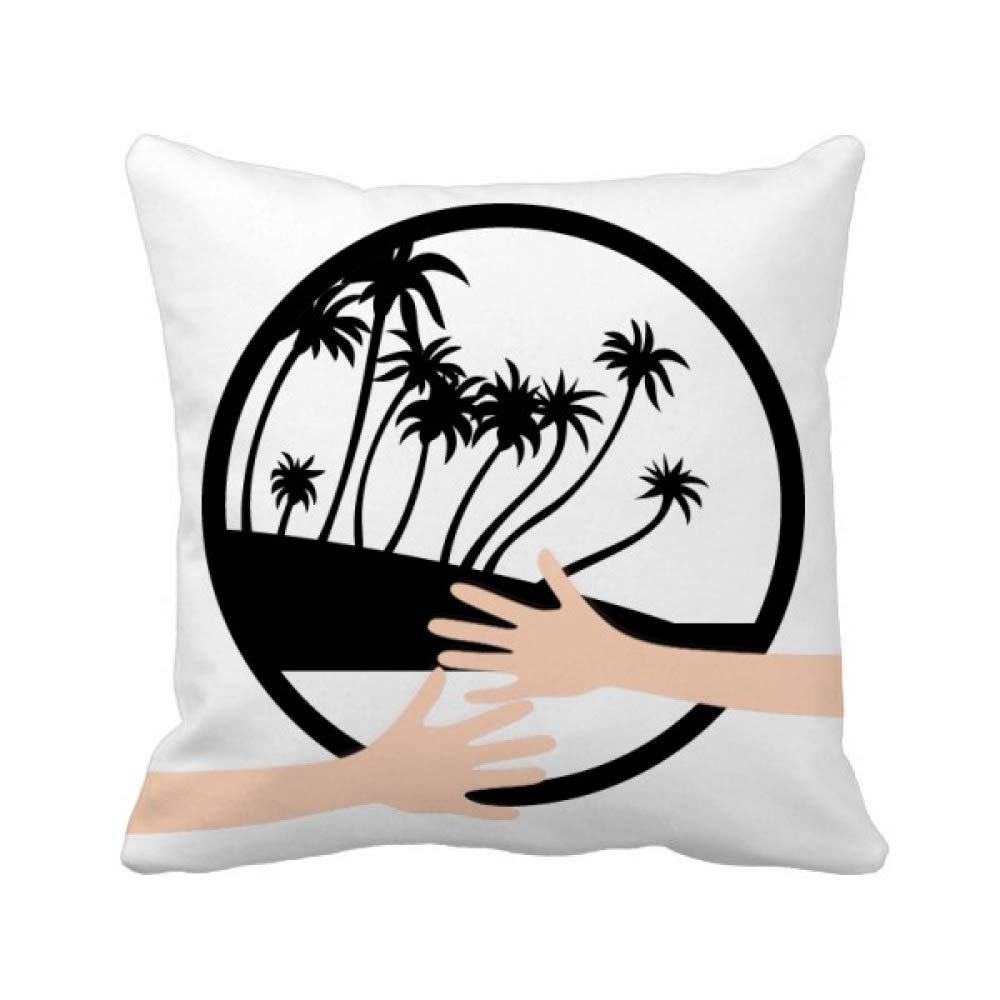 Housse de coussin vegetal noir motif palmier pour canape et fauteuil