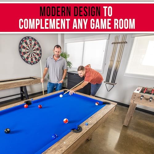 Image of GoSports 7 ft Pool Tables with Wood Finish - Choose Your Style - Modern Billiards Table with 2 Cue Sticks, Balls, Rack, Felt Brush and Chalk