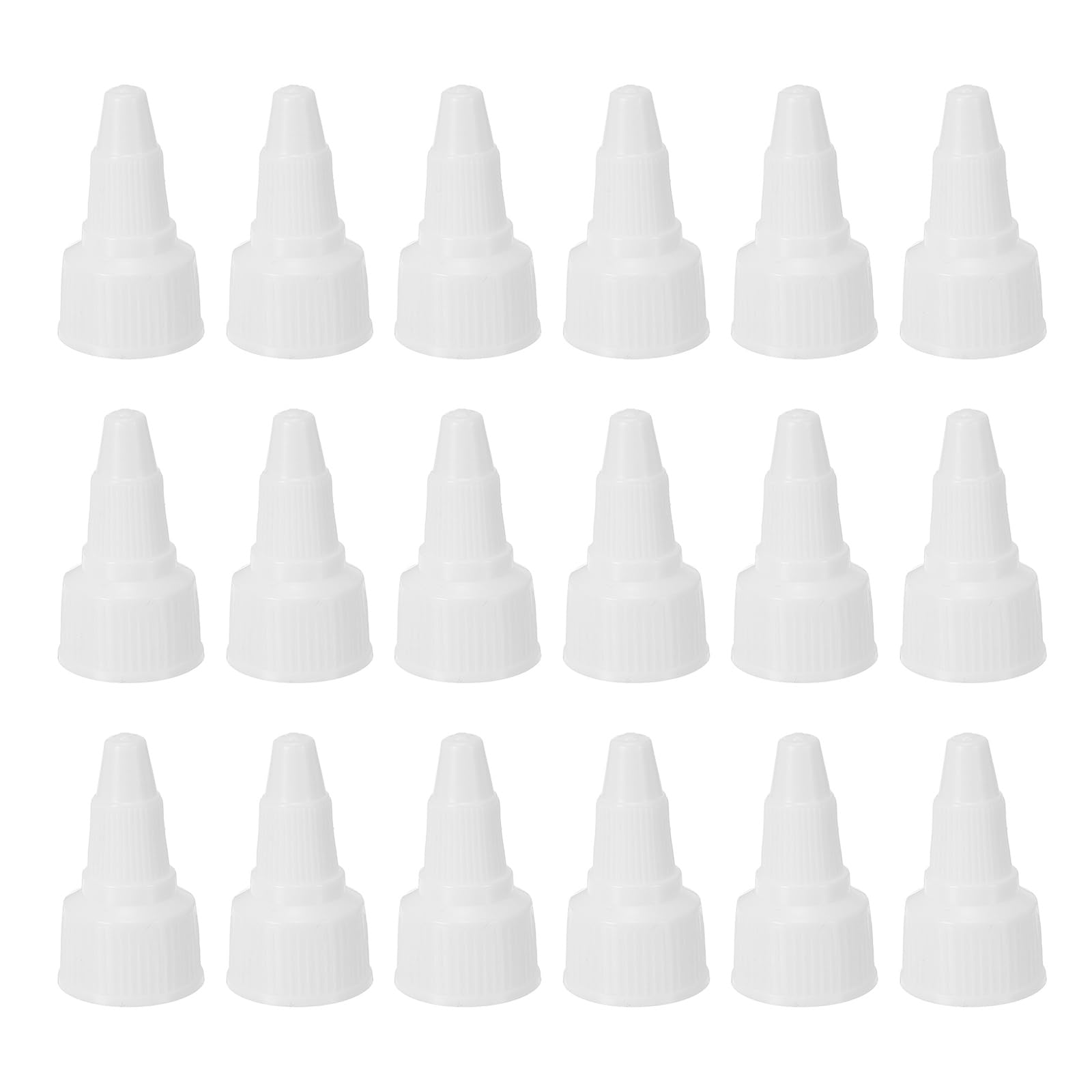 PATIKIL 18/410 Twist Bottle Caps, 18 Pcs Plastic Ribbed Edge Squeeze Bottle Replacement Caps with Foam Gasket for Paint Lids Glue Dispensing, White