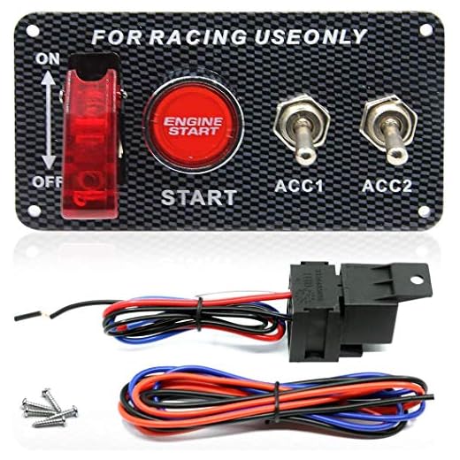 AUTO MT DC 12V Ignition Switch Panel 4 in 1 Car Engine Start Push Button Switch Toggle Panel with Indicator Light For Racing Car