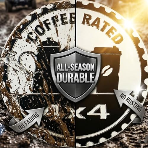 Image of 2 pcs Car Emblem 4 x 4 Metal Automotive Badge 3D Metal Car Badges Emblems Round Emblem Decals Car Badge Decals Stickers Compatible with Vehicles Trucks SUV RV Decorations (Coffee)