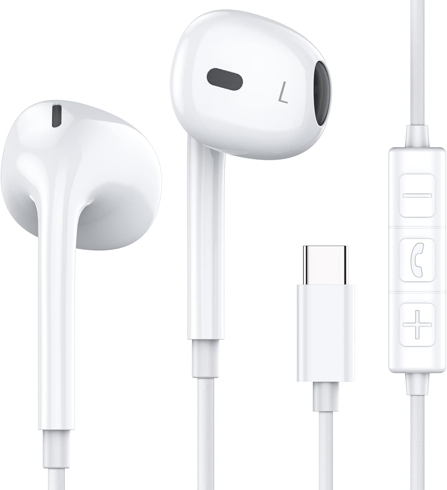 MOSWAG USB C Headphones Wired Earbuds In Ear Headphones with Mic and Volume Control Compatible with Samsung S23 Galaxy S22 Pixel 7 6 6a 5,iPad Air OnePlus 9