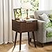 VINGLI Night Stand Set 2, Fluted Nightstands with Drawer, Mid Century Modern Nightstands Set of 2, Bedside Table, End Table, Wood Nightstand for Bedroom, Walnut, 15.75