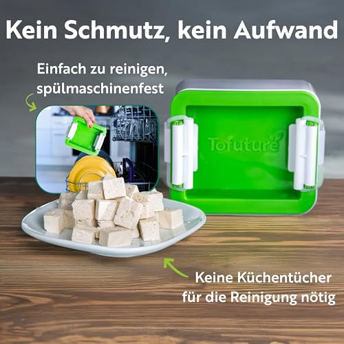 Foto von Tofuture Tofu Press – Das Original, BPA-frei, spülmaschinenfest – Für festeren, schmackhafteren Tofu – Einfach & effizient – Ideal zur Essensvorbereitung – Entwickelt in UK – Für 8-14 oz Tofu