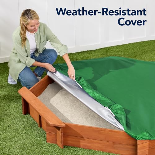 image for Best Choice Products Large Outdoor Octagon Wooden Sand Box for Kids, S