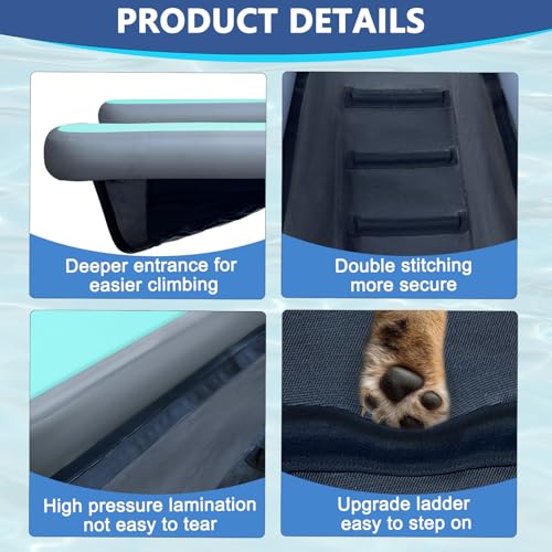AWSUM Inflatable Dog Water Boat Ramp Dock Floating for Dogs Up to 240LBS On Water Float Ladder Steps for Lakes Easy Access Dog Pool Ramp