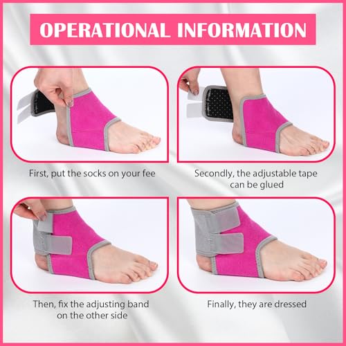 Image of Tarpop 2 Pairs Kids Ankle Brace Set Foot Support Stabilizer Wraps Protector Guard Knitted Ankle Sleeve Sock Support Compression Socks for Injury Prevention(Pink,Large)