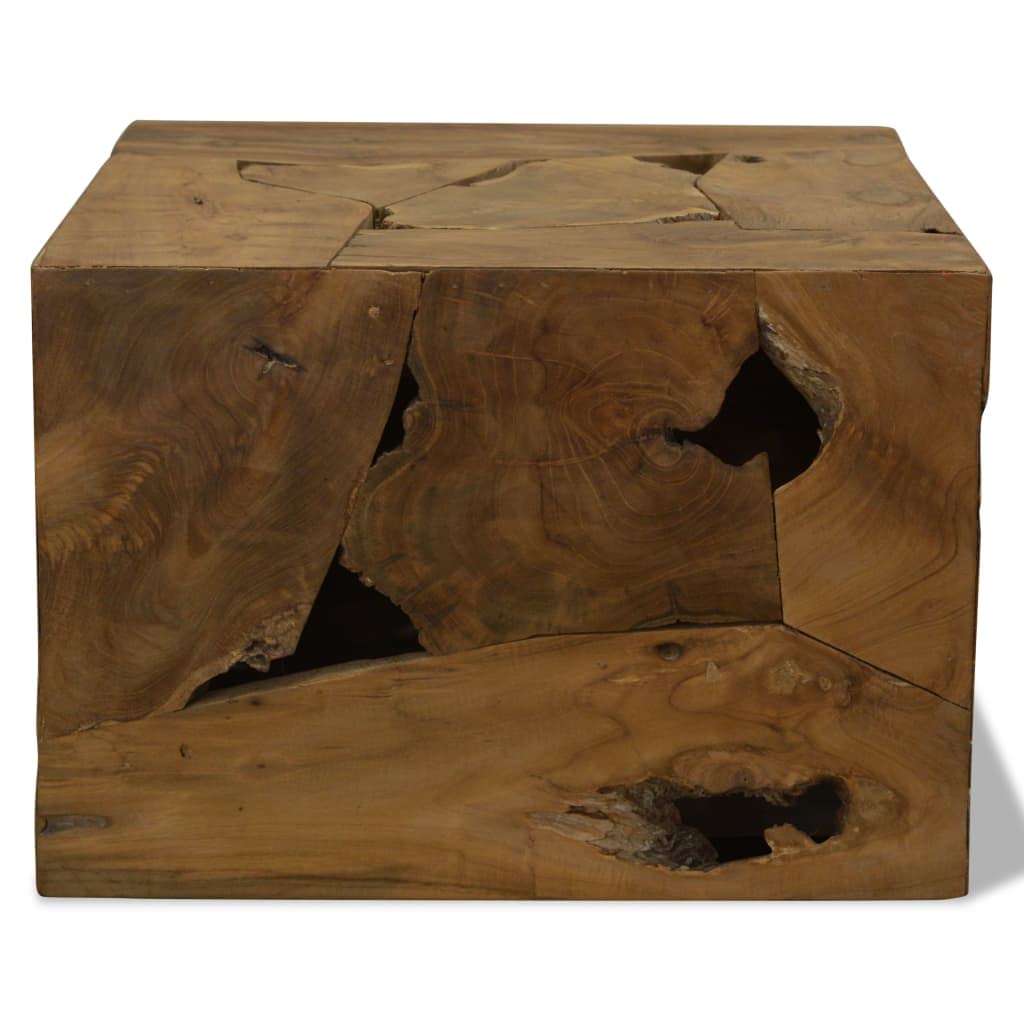 Stolik kawowy 50 x 50 x 35 cm z drewna tekowego, brązowy, kwadratowy stół, lite drewno, stolik pomocniczy, rustykalny stół, ręcznie wykonany, stabilny
