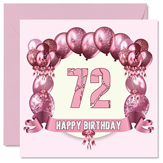 Divertidas tarjetas de cumpleaños 72 para mujer, globos de cumpleaños, tarjeta de feliz cumpleaños para papá, mamá, abuelo, niñera, tarjetas de felicitación de 145 mmx145 mm, tarjeta de cumpleaños 72