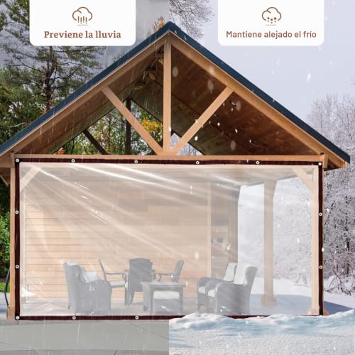 Lona transparente con ojales impermeable 3x5m para balcones 6