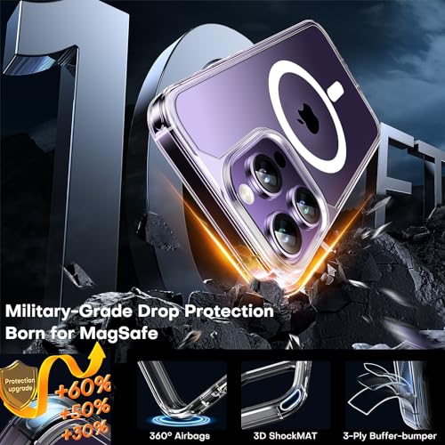 image for TAURI 3 in 1 Magnetic for iPhone 14 Pro Case Clear, Compatible with Ma