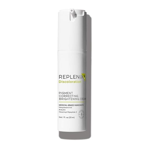 Replenix Crema iluminadora correctora de pigmentos, hidratante facial iluminadora de grado médico, mejora la apariencia del tono desigual de la
