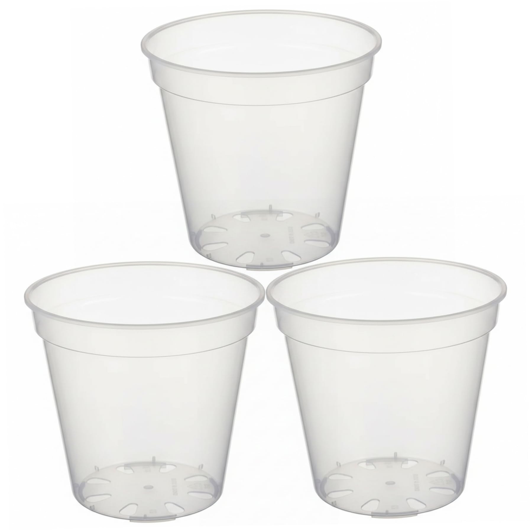 BeVistoso 3 Pack Clear Plant Pots with Drainage Sturdy Plastic Clear Nursery for Indoor Outdoor Plants, 8 Inch