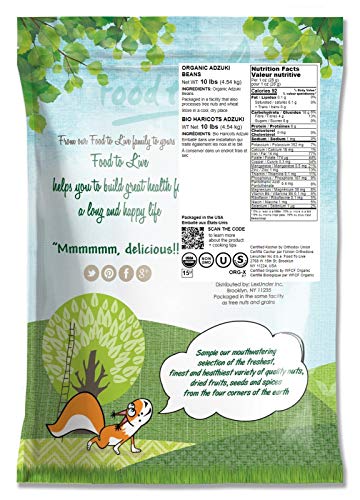 Organic Adzuki Beans, 10 Pounds – Non-Gmo, Sproutable, Whole Raw Dried Azuki Beans (Red Mung Beans), Vegan, Kosher, Bulk Organic Beans #TOP1