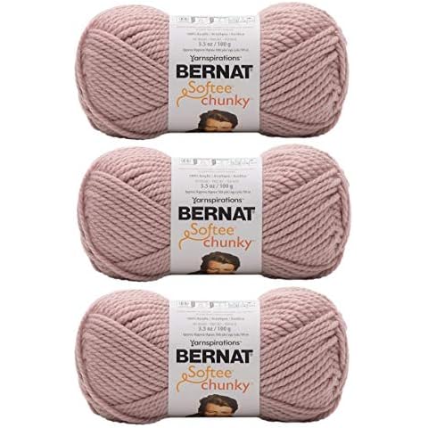 Bernat Softee Chunky Yarn Bundle Super Bulky Number 6 Gauge Yarn, 3 Skeins (Gray Rose) Cover