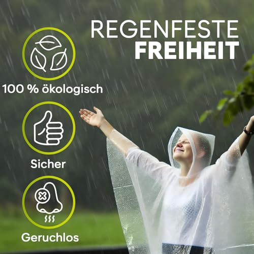 Regenponcho Festival Wasserdicht - Regencape Festival Einweg - Regenponcho Damen & Mann - Regenponcho Transparent mit Kapuze - Notfall Poncho Reise, Wandern, Camping – Einweg Regenponcho 4er-Pack