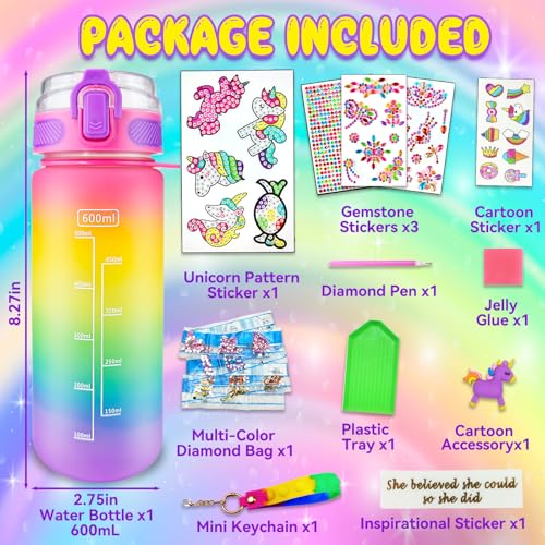 Image of EDSPORTSHOUSE Decorate Your Own Water Bottle Kits for Girls Age 4-6-8-10,Unicorn Painting Crafts,Fun Arts and Crafts Gifts Toys for Girls Birthday Christmas(Unicorn)