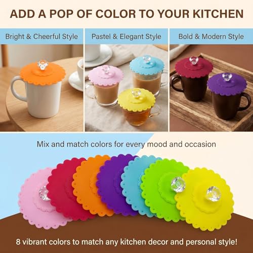 8 fundas de silicona para tazas tapas antipolvo multicolor 8